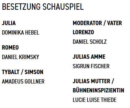Staatstheater Cottbus, ROMEO UND JULIA SCHAUSPIEL